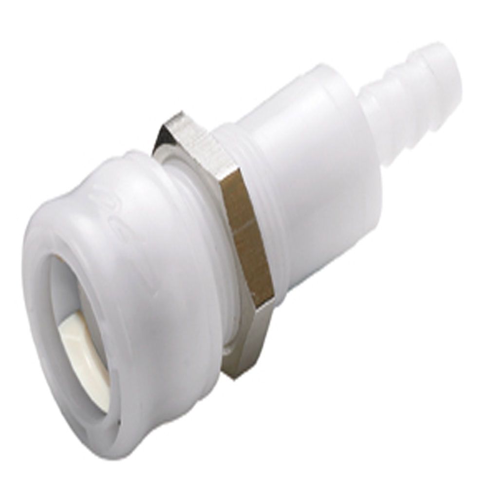 BACD16004 Valved In-Line Panel Mount Hose Barb BreakAway Coupling Body 1/4 ID Barb