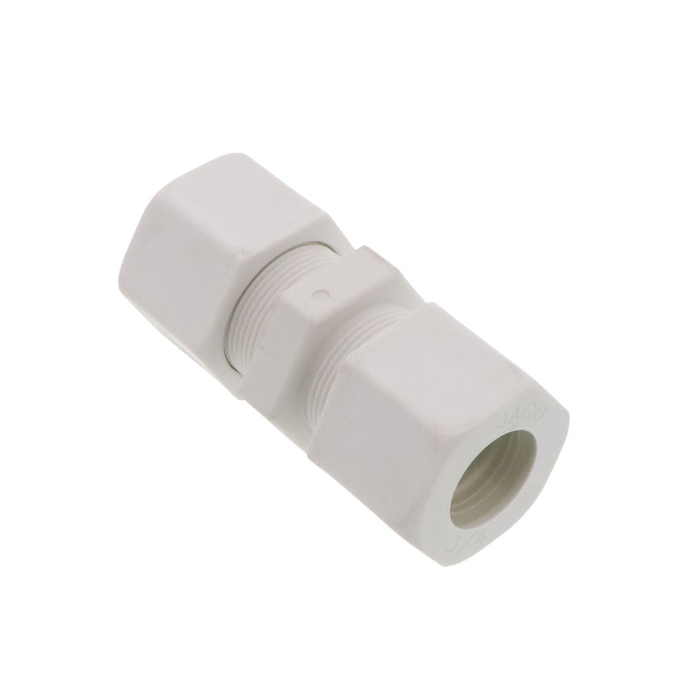 JACO 15-12-P-PG Polypropylene Union Connector 3/4 OD Tube x 3/4 OD Tube