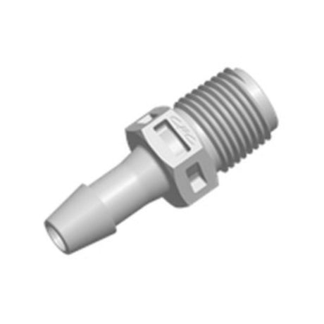 FitQuik Polypropylene Thread to Tube Straight Fitting - 1/4 NPT to 3/8 Hose Barb