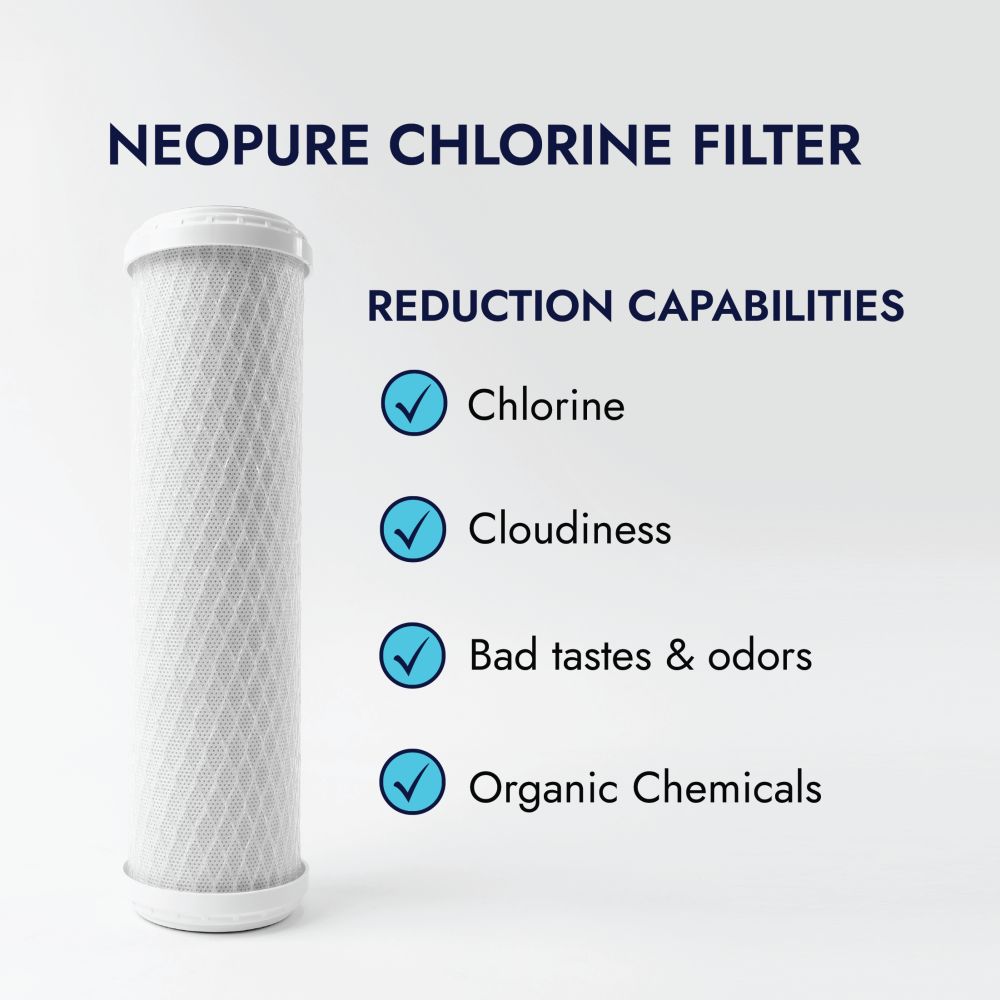Neo-Pure CTO1-2510-S 2-1/2" x 10" Carbon Block Filter 5 Micron with 6 oz Siliphos CTO/Scale Prevention