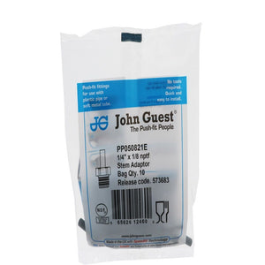 John Guest Stem Adapter Black Polypropylene  - 1/4 x 1/8 NPTF