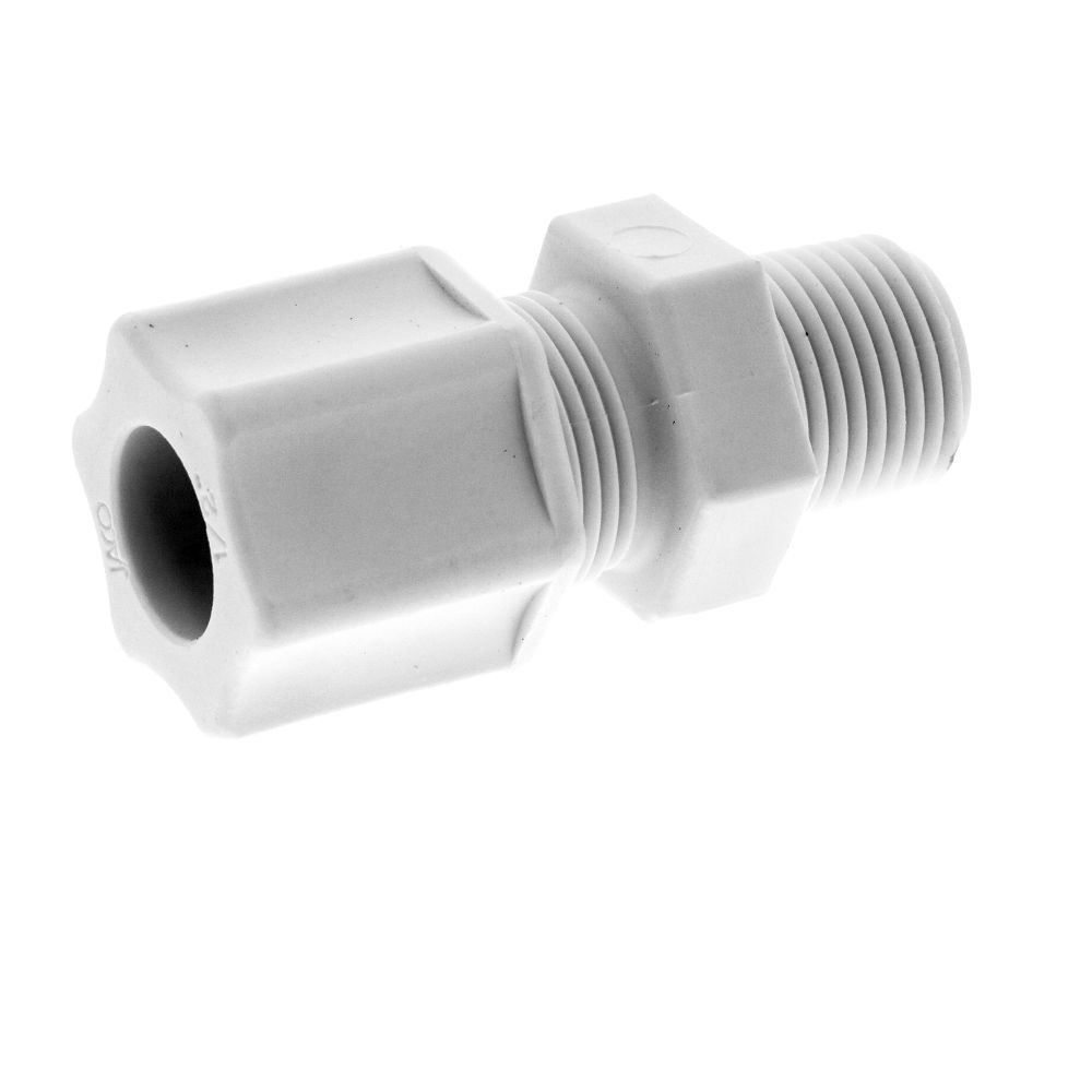 JACO 10-8-6-P-O Polypropylene Male Connector 1/2 OD Tube x 3/8 MPT