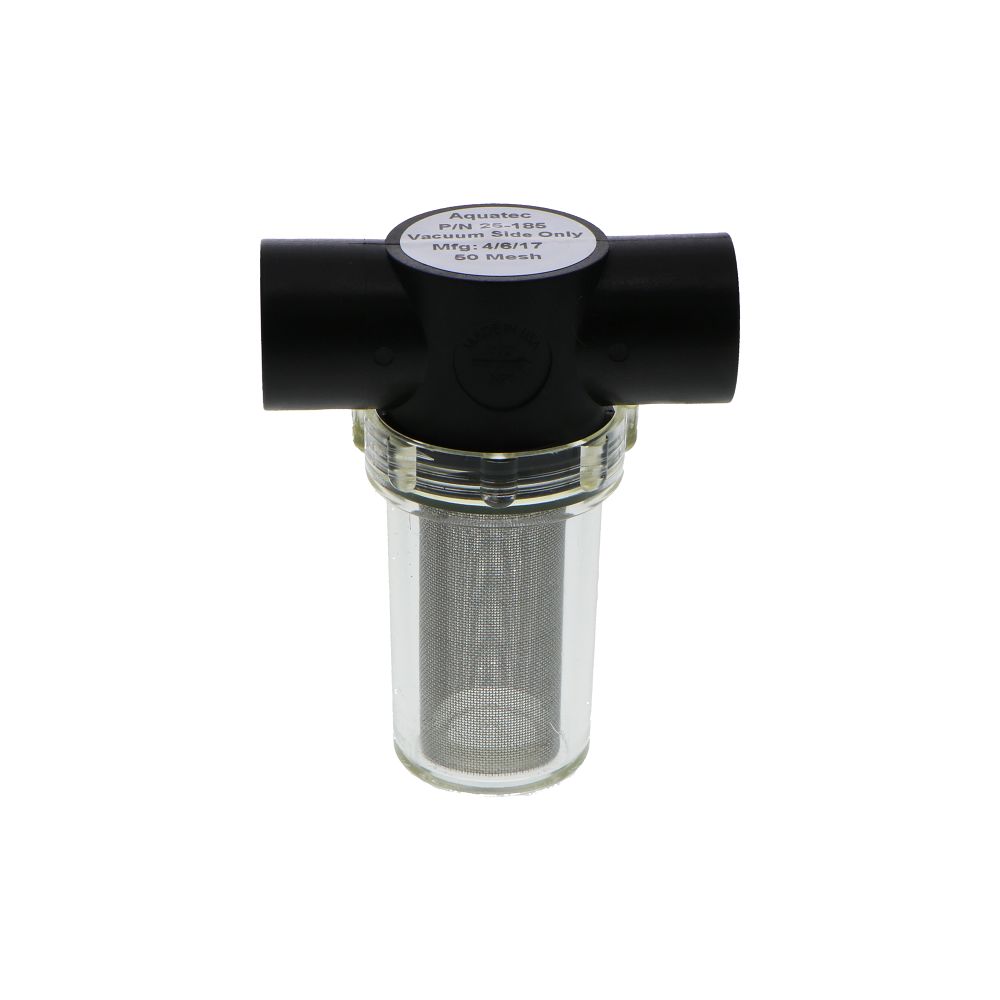 50 Mesh Stainless Steel High Flow In-Line Strainer, Clear Twist-Off Bowl, w/ 1/2" FNPT Ports