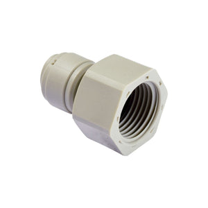 NeoFit - Acetal White Female Adapter 8mm [5/16"] tube x 1/4"NPTF - Flat Type