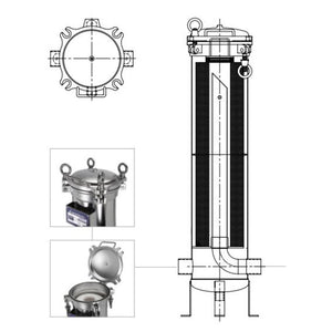 HydroScientific Swing Bolt 40 Jumbo Filter Housing, 2" FNPT 304SS