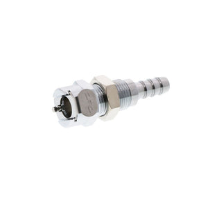 MCD1604 Valved Panel Mount Hose Barb Coupling Body 1/4 ID Barb