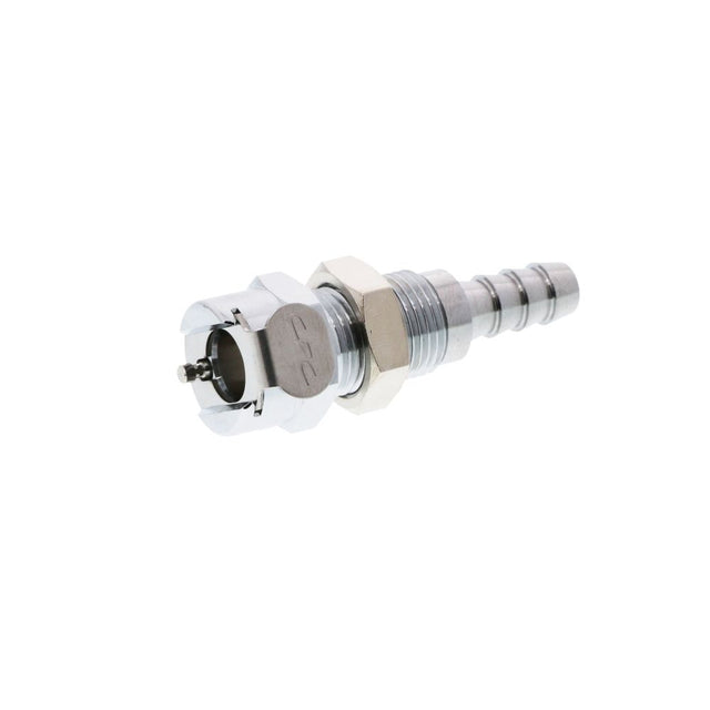 MCD1604 Valved Panel Mount Hose Barb Coupling Body 1/4 ID Barb