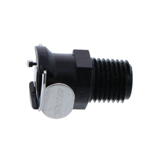 PLCD10004VBLK Valved Black Male Thread Coupling Body 1/4 NPT FKM [Viton] O-ring