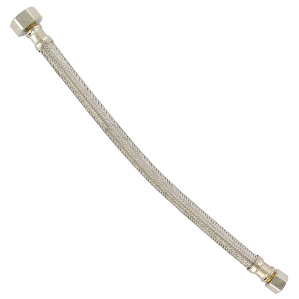 Braided Stainless Steel Hose 304 3/8" COMP x 1/2" FIP 20" Length