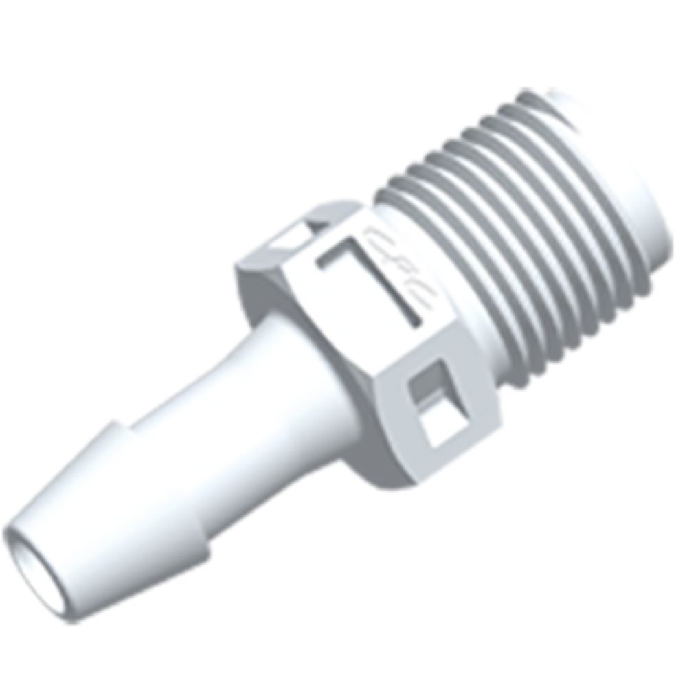 FitQuik Nylon Thread to Tube Straight Fitting - 1/8 NPT to 1/4 ID Barb - White