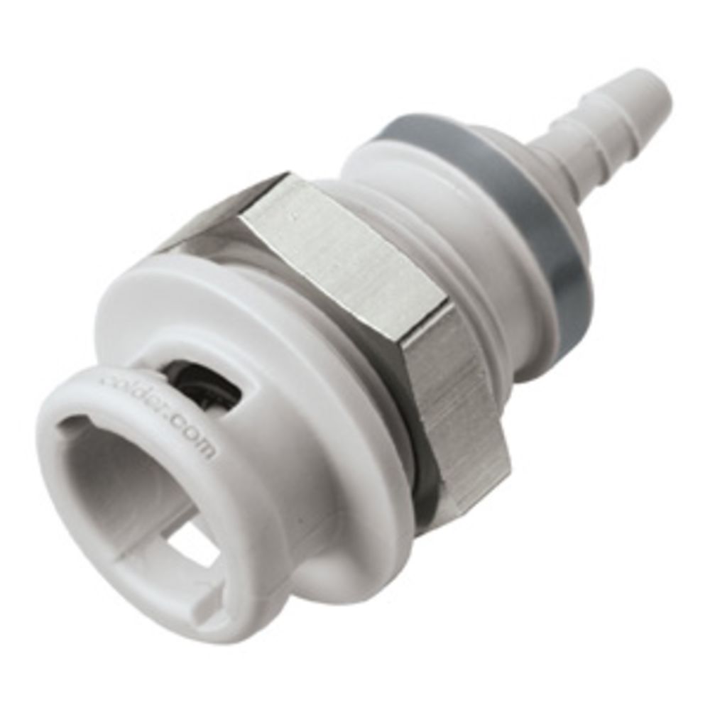 NS2D1602 Valved Panel Mount Hose Barb Coupling Body 1/8 ID Barb
