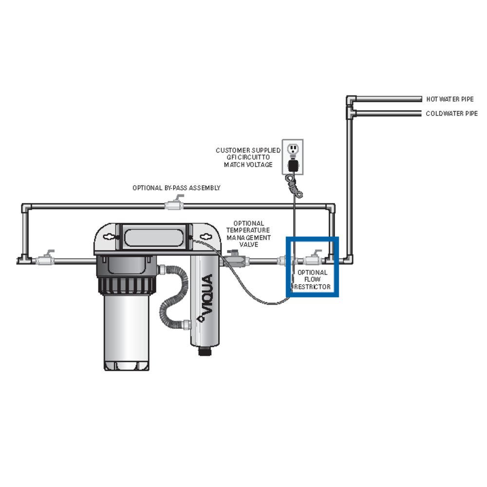 John Guest Fixed Elbow with 0.5 GPM Flow Restrictor 1/4 x 3/8 MPT