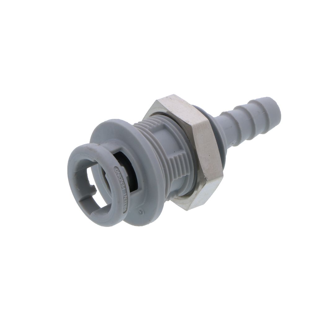 NS2D1604 Valved Panel Mount Hose Barb Coupling Body 1/4 ID Barb