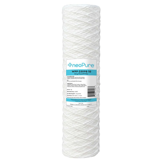 Neo-Pure WPP-25098-10 10" Surfactant Free  String Wound Filter 10 Micron