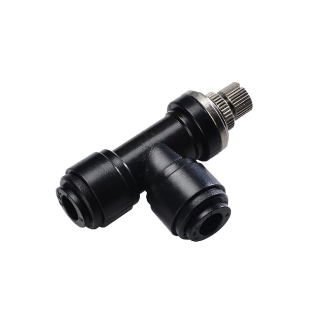 NeoFit - Acetal Black Flow Control Elbow Union 10mm tube
