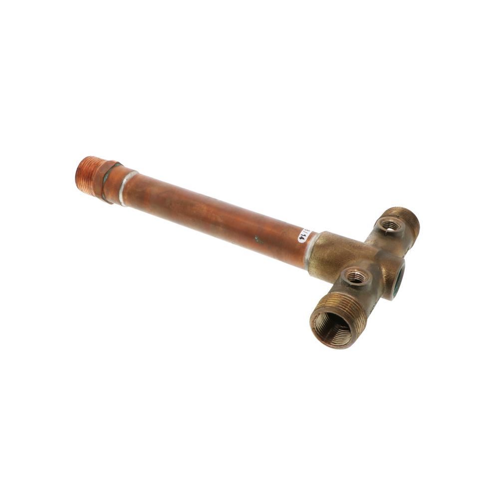 Brass Tank Cross 1" x 3/4" x 10" w/ 2 Taps
