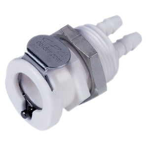 Colder PTC1602096 Non-Valved Panel Mount Hose Barb Coupling Body - 1/8 ID Barb