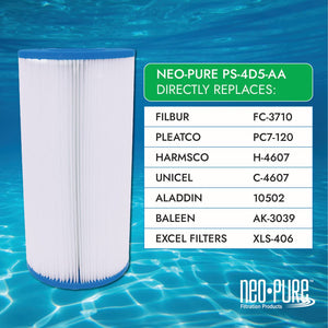Neo-Pure PS-4D5-AA Pool and Spa Filter 4-1/4" x 8"