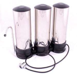 QMP604 Stainless Steel Triple Countertop Water Filter System
