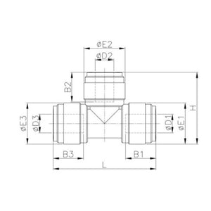 NeoFit - Acetal Black Union Tee 8mm tube