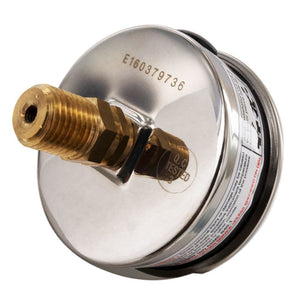 Water Pressure Gauge 200 PSI, 1/4" MPT, 2.5" Plastic Dial, Center Mount, SS Case
