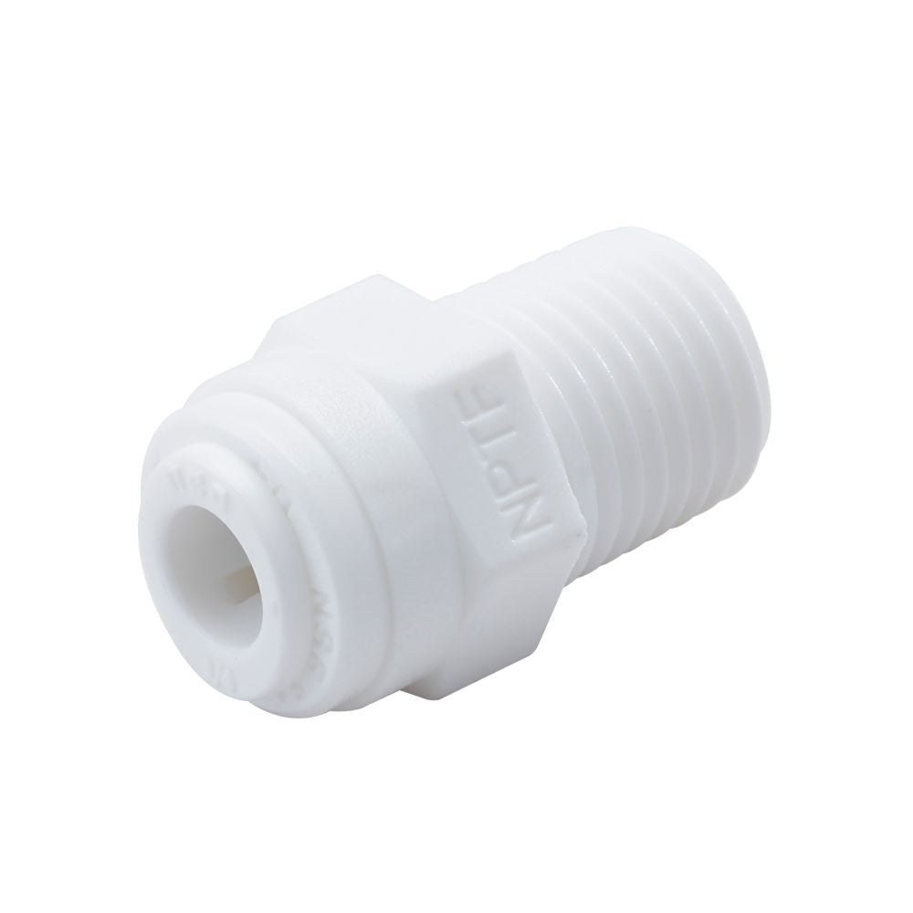 NeoFit - Acetal White Male Connector 1/4" Tube x 1/4" NPTF