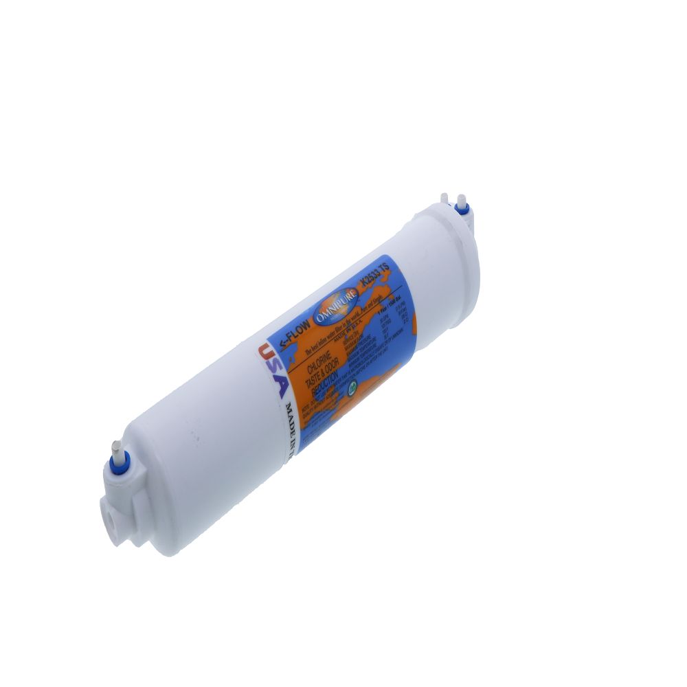 Omnipure Inline K2533-TS GAC Postfilter - 10" x 2" Filter - 1/4" Quick Connect Tee [2 in/1 out]