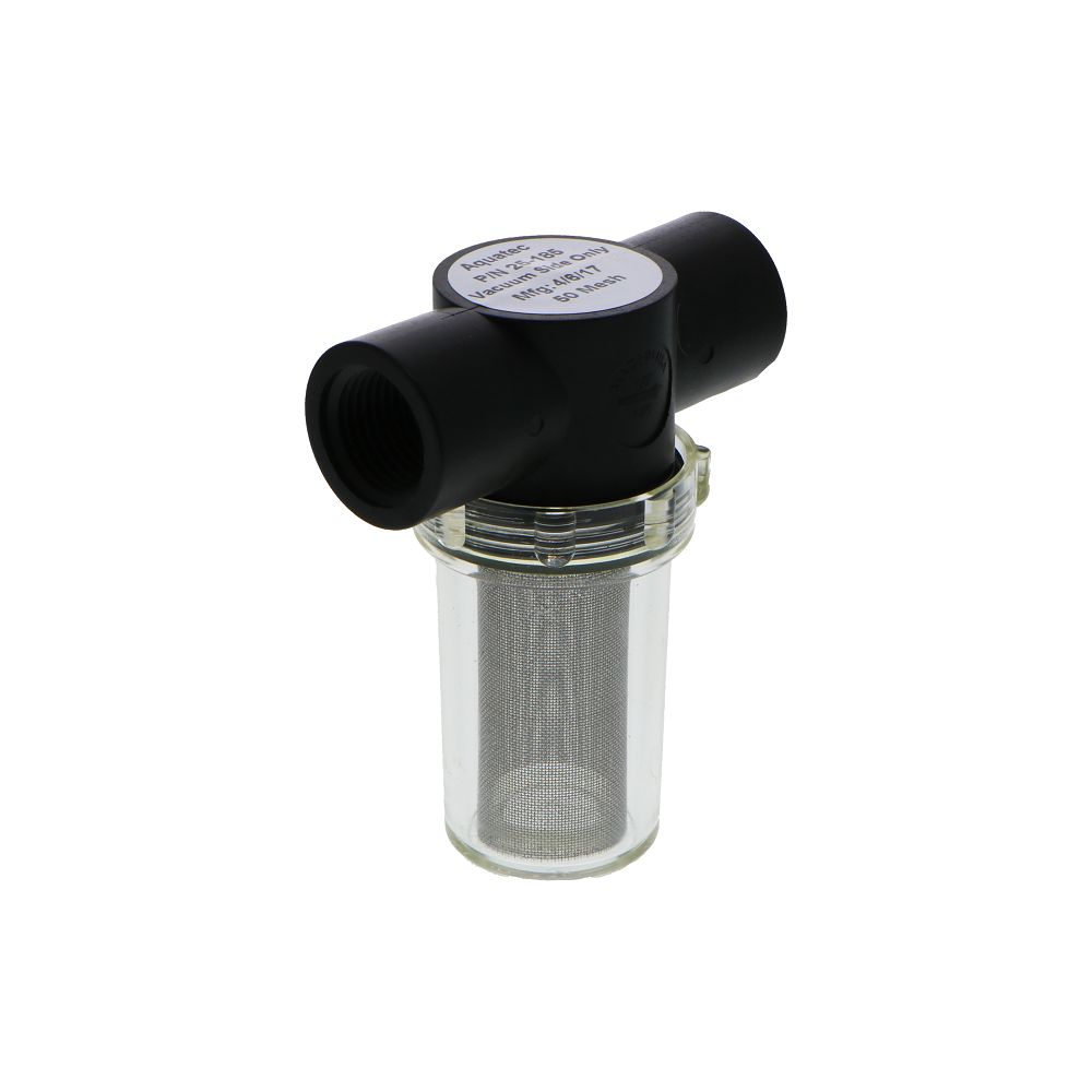 50 Mesh Stainless Steel High Flow In-Line Strainer, Clear Twist-Off Bowl, w/ 1/2" FNPT Ports