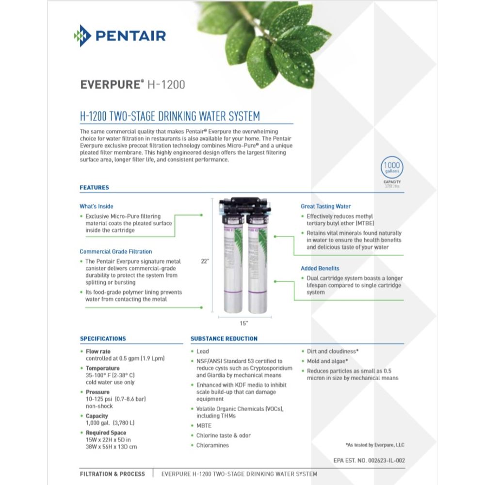 Everpure EV9282-01 Replacement H-1200 Water Filter Cartridge Set