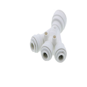 John Guest Three Way Divider Polypro  - 3/8 Inlet x 1/4 Outlets