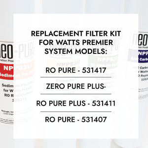 Neo-Pure RO Pure Plus VOC 4 Pack Filter Kit Replacement For Watts Premier 531160