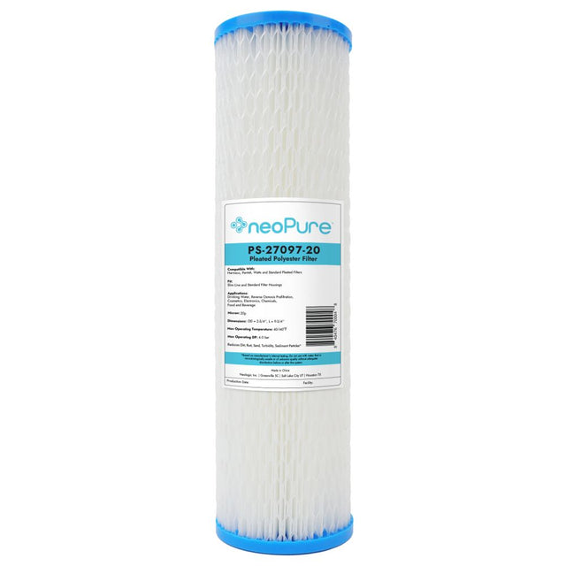 Neo-Pure PS-27097-20 9-3/4" High Efficiency Pleated Filter 20 micron