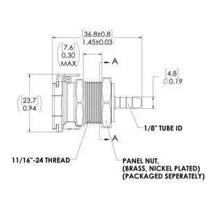 LinkTech 42AB Series Panel Mt. Female, Non-valved, 1/8" HB, ABS
