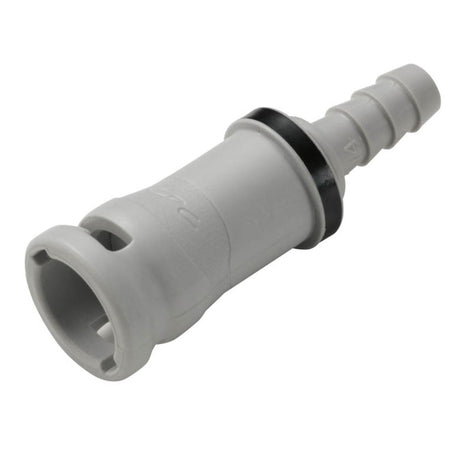 1/4 Hose Barb Valved In-Line Molded Grey Polypro Cplng Body, EPR O-Ring,  FKM Seal