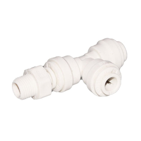 John Guest Polypropylene Swivel Male Run Tee - 3/8 x 1/4 NPTF