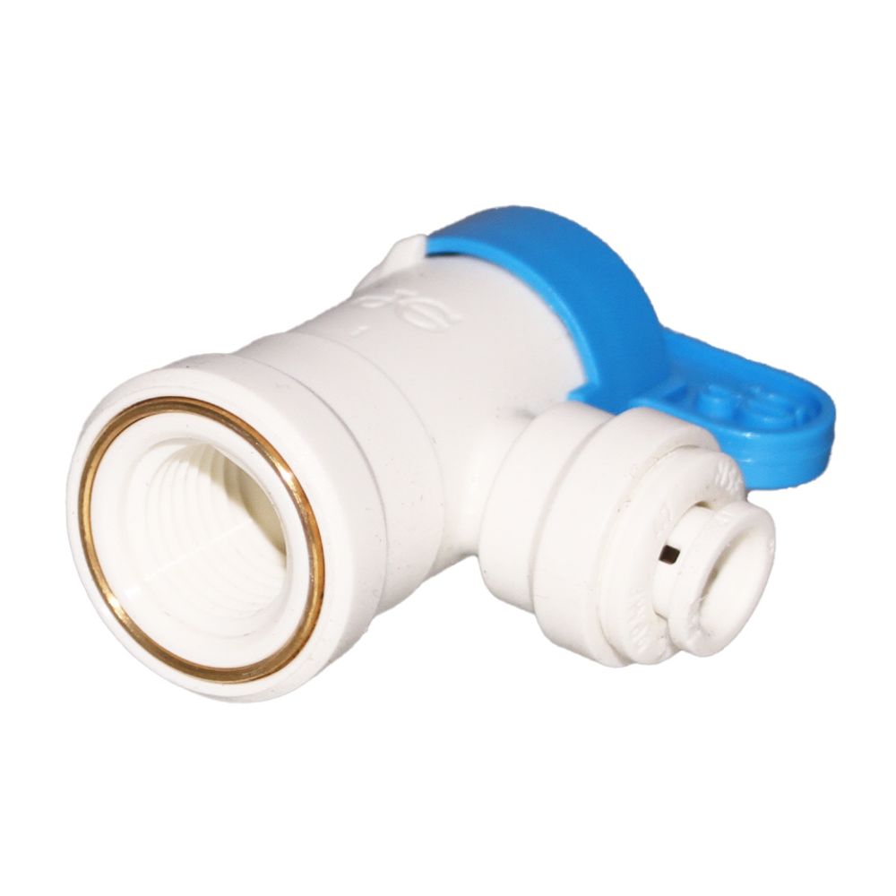 John Guest Shut-Off Valve-Polypro Elbow NPTF - 1/4 x 1/4 NPTF