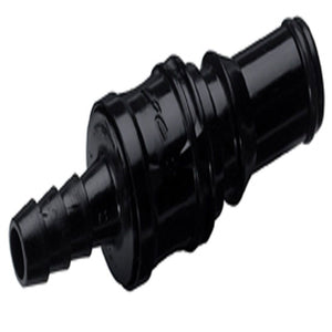 BACD22006MBLK Valved In-Line Hose Barb Coupling Insert Molded Black 3/8 ID Barb