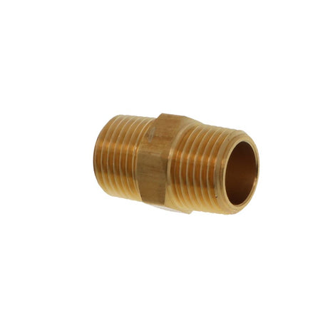 Lead-Free Brass Hex Nipple Threaded 1/2” MPT x ~ 1.49” L