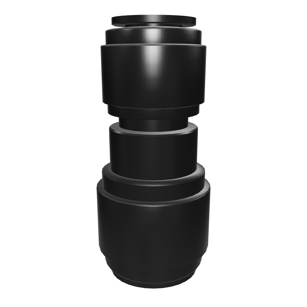 NeoFit - Acetal Black Union Connector 3/8" tube x 1/4" tube