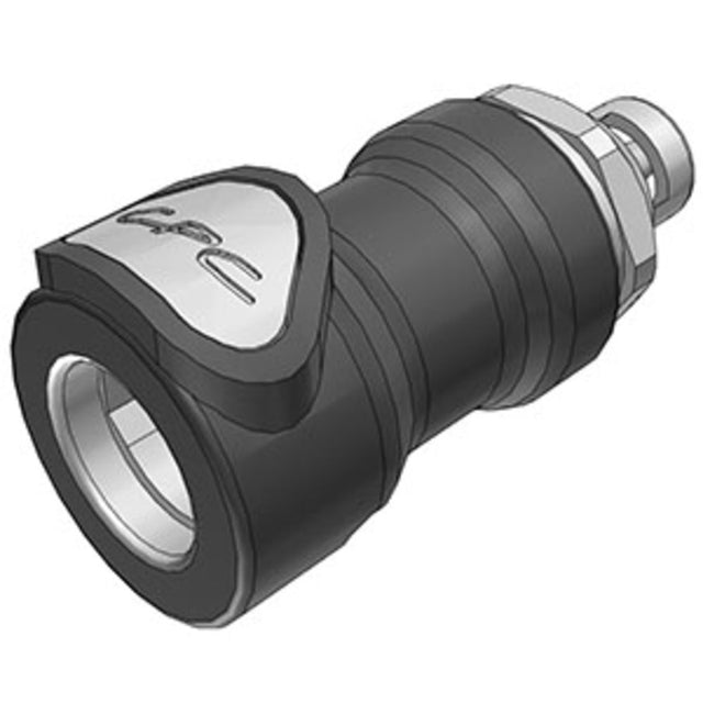 1/8 Hose Barb Valved In-Line Molded Grey Polypropylene Coupling Body FKM Seal