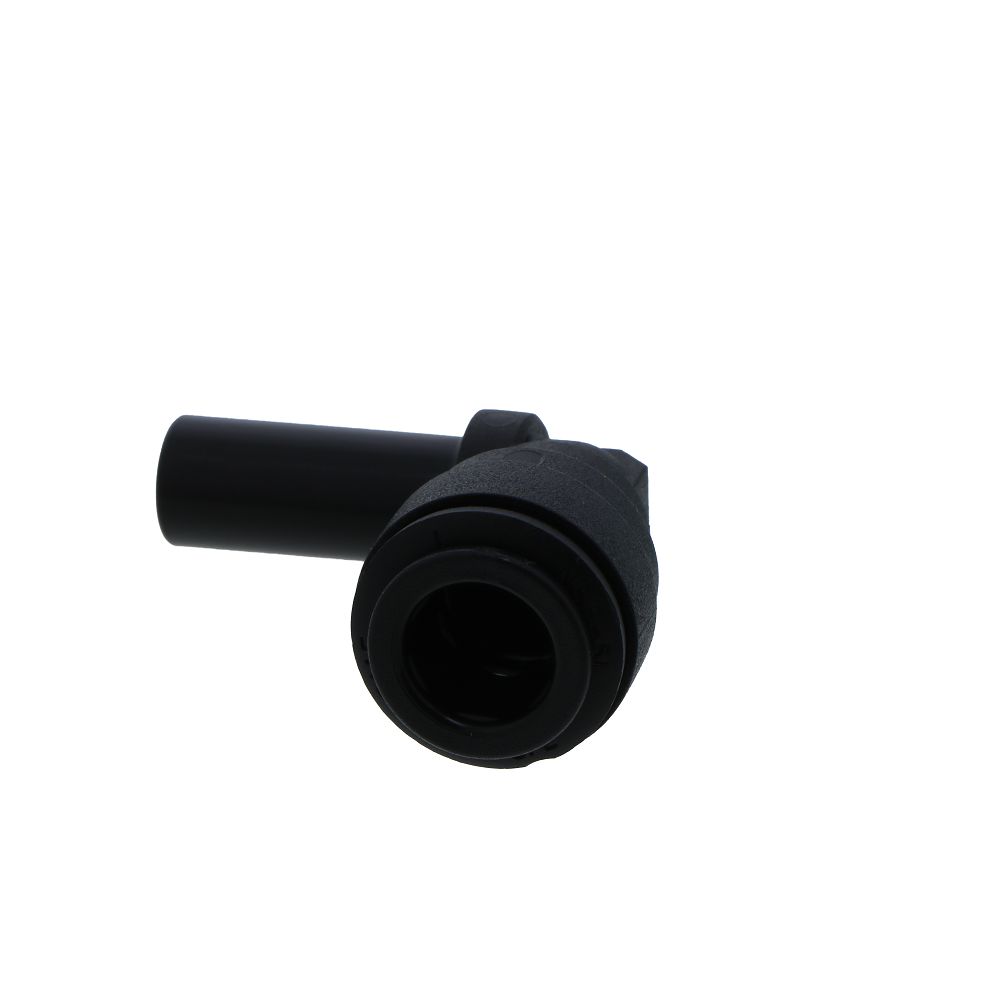 John Guest Stem Elbow Connector Black Polypropylene - 3/8 Stem x 3/8