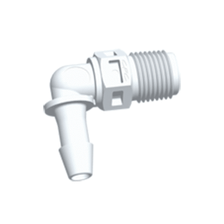 FitQuik Nylon Thread to Tube Elbow Fitting - 1/8 NPT to 3/16 Hose Barb