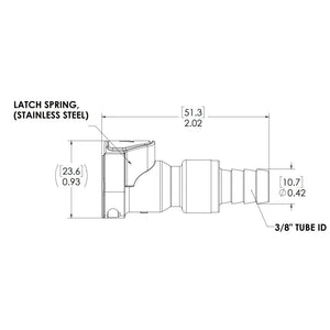 LinkTech 50AC Series Straight Female, Non-valved, 3/8" HB, Natural Acetal Long Body