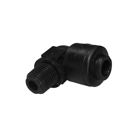 Black Kynar PVDF Male Elbow - 3/8 x 3/8 NPTF