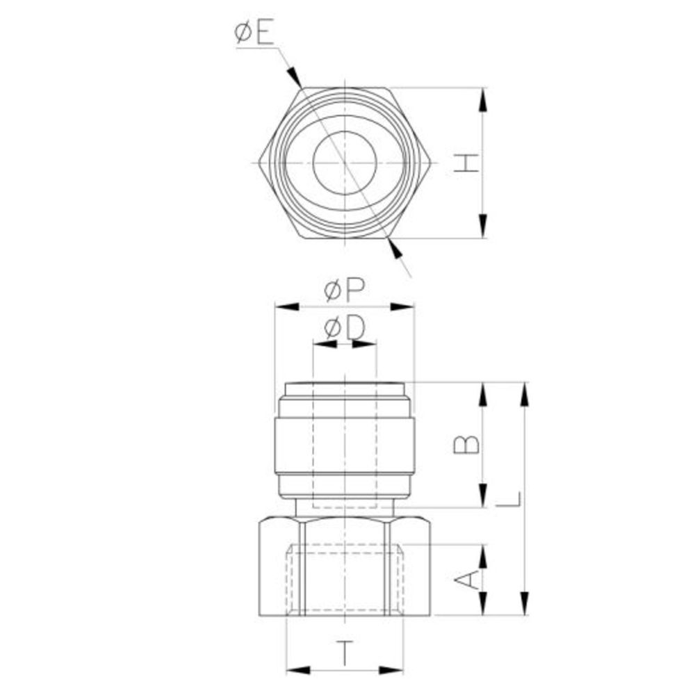 NeoFit - Acetal Natural White Female Adapter- Cone Type- 1/4"tube OD x 3/8 BSP[P] conic inside