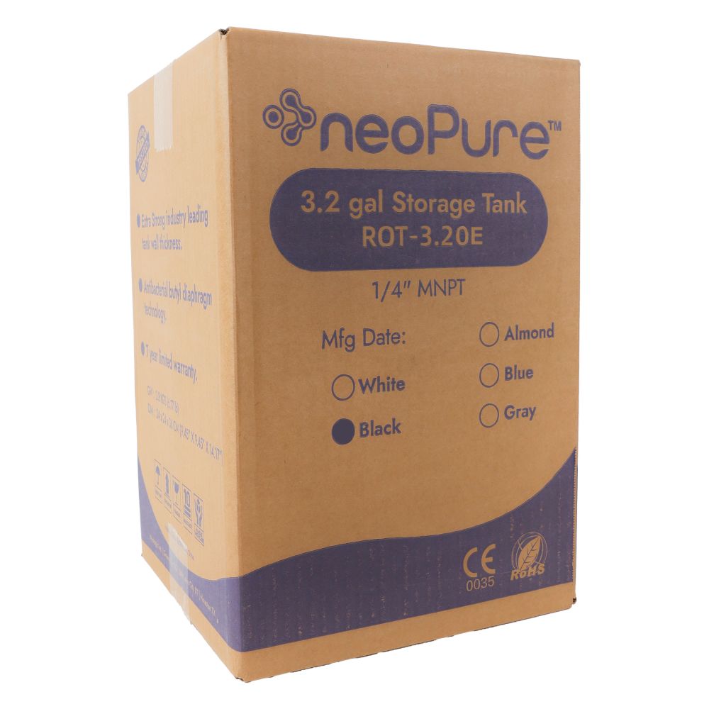 NeoPure Tank RO 3.2 Gallon Black w/Shut-Off Valve - 3/8 x 1/4 NPTF
