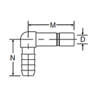 Kynar PVDF Tube Stem 90 Barb - 3/8