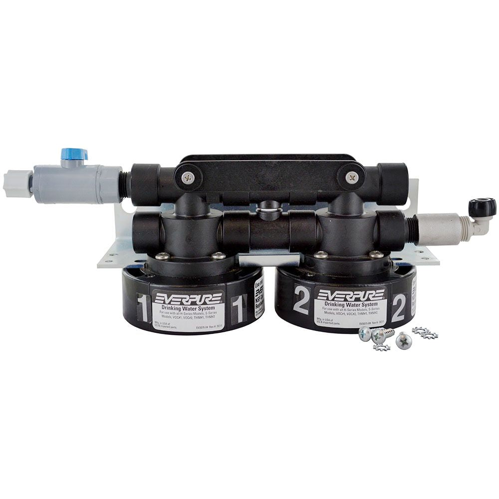 Everpure Twin Series Filter Head w/0.5 gpm FC & Fittings