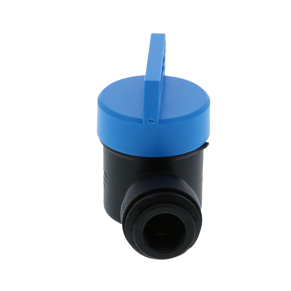 John Guest Shut-Off Valve Black Polypropylene - 3/8 Tube x 3/8 Tube