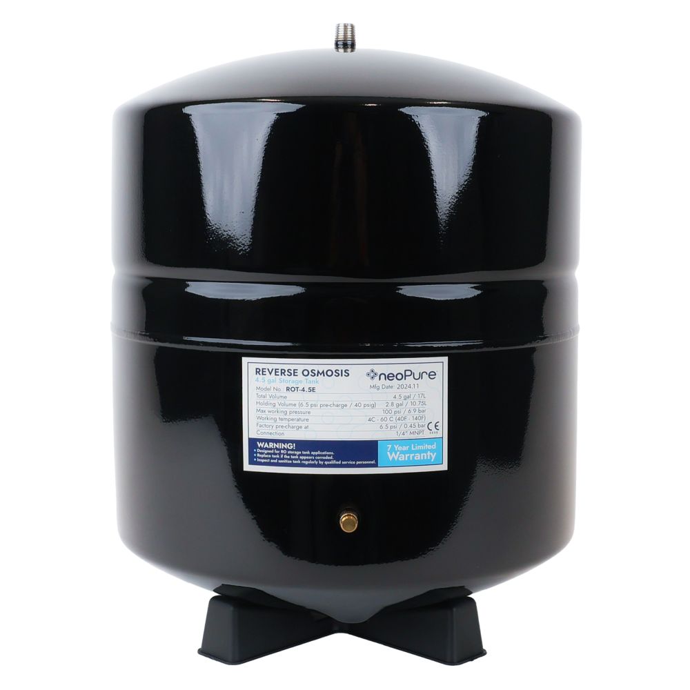 NeoPure Tank RO 4.5 Gallon Black w/Shut-Off Valve - 3/8 x 1/4 NPTF